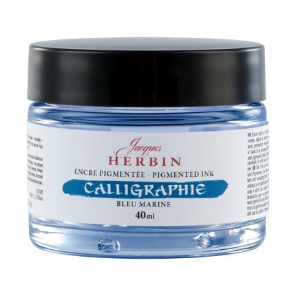Encres de calligraphie pigmentées JACQUES HERBIN - 40 ml - Bleu marine - 3188550113184
