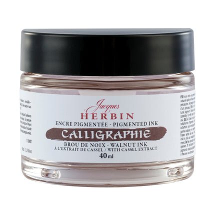 Encres de calligraphie pigmentées JACQUES HERBIN - 40 ml - Brou de noix - 3188550113009