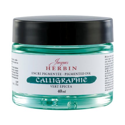 Encres de calligraphie pigmentées JACQUES HERBIN - 40 ml - Vert épicéa - 3188550113399