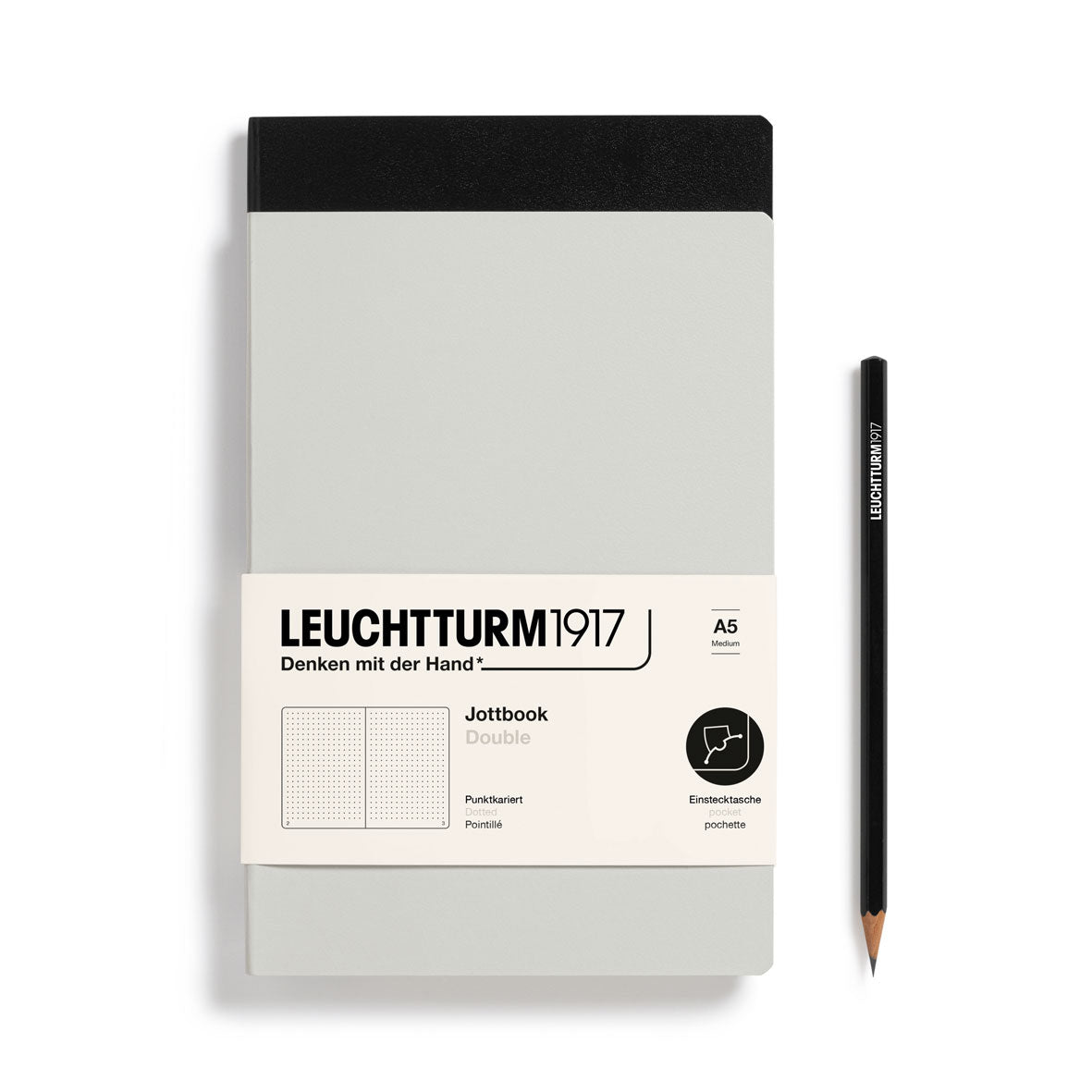 Jottbook Double - A5 - Pointillé - Light Grey/Noir - 4004117633126