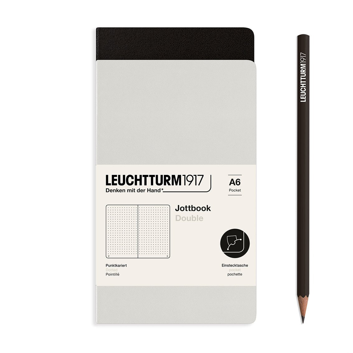 Jottbook Double - A6 - Pointillé - Light Grey/Noir - 4004117633270