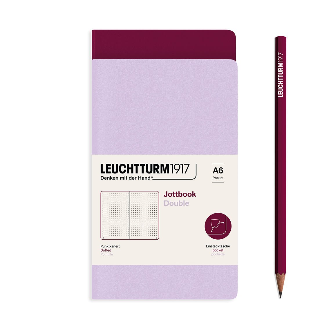 Jottbook Double - A6 - Pointillé - Lilac/Port Red - 4004117633157
