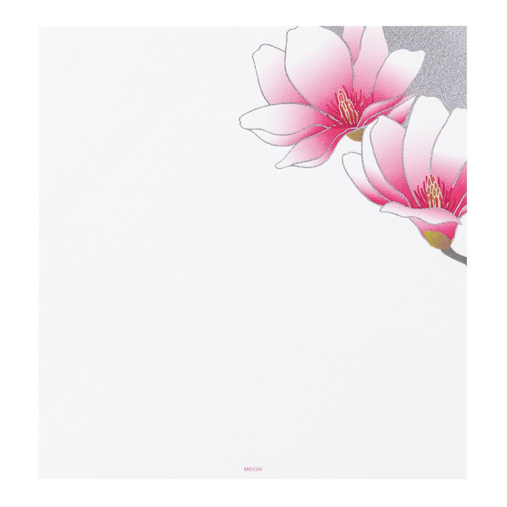 Magnolia Rose - Papier à lettres, grand format - 17.7 x 16.8 cm - Blanc - Illustré - 4902805871235