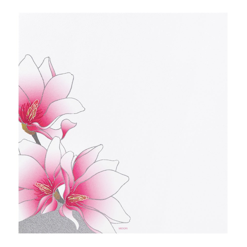 Magnolia Rose - Papier à lettres, grand format - 17.7 x 16.8 cm - Blanc - Illustré - 4902805871235