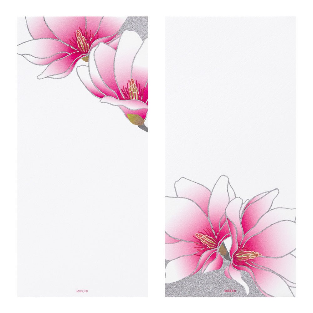 Magnolia Rose - Papier à lettres, petit format - 17.7 x 8.4 cm - Blanc - Illustré - 4902805895590