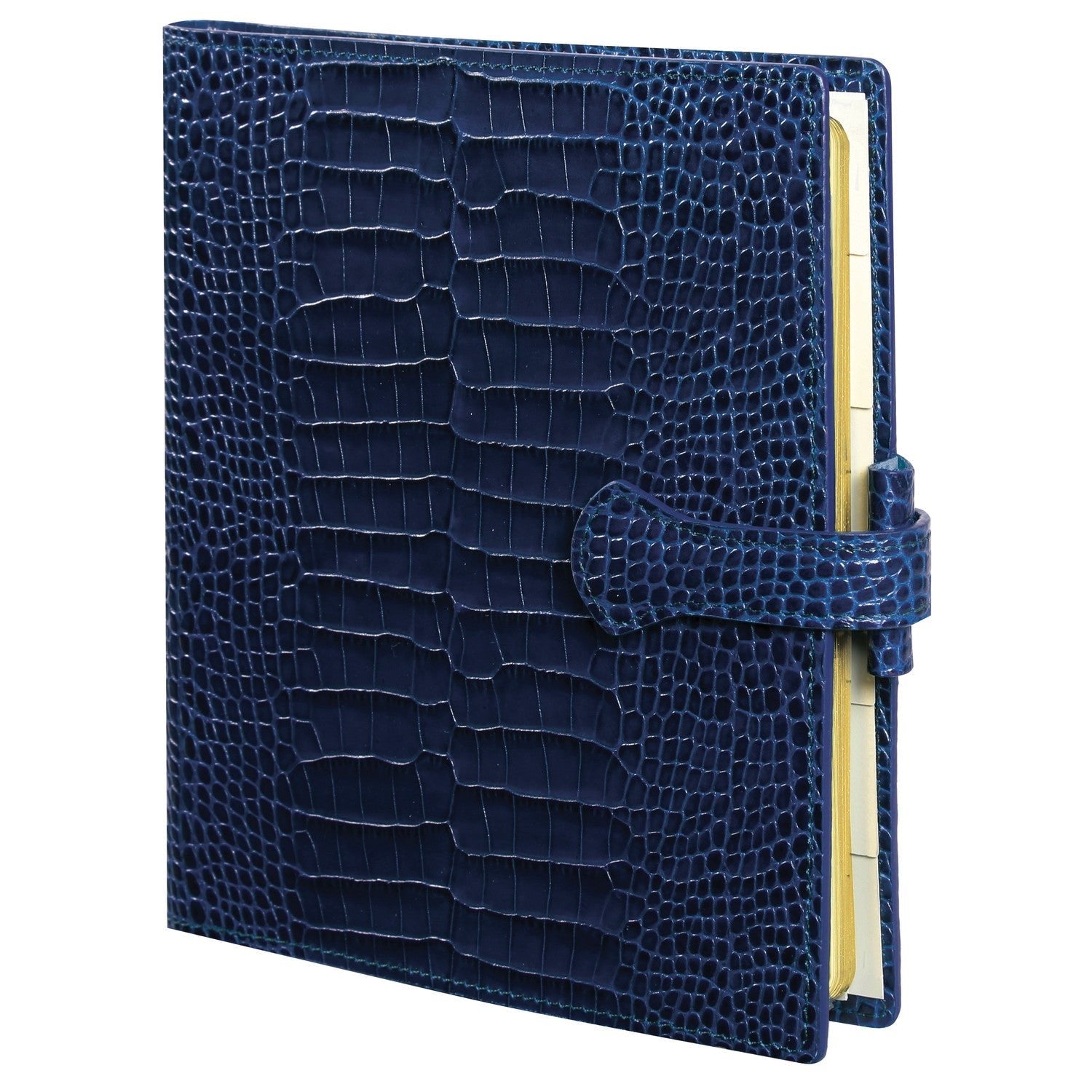 Organiseur Mignon AK17 Croco Savannah - 18.5 x 16.8 cm - 1 semaine sur 2 pages - Bleu marine -