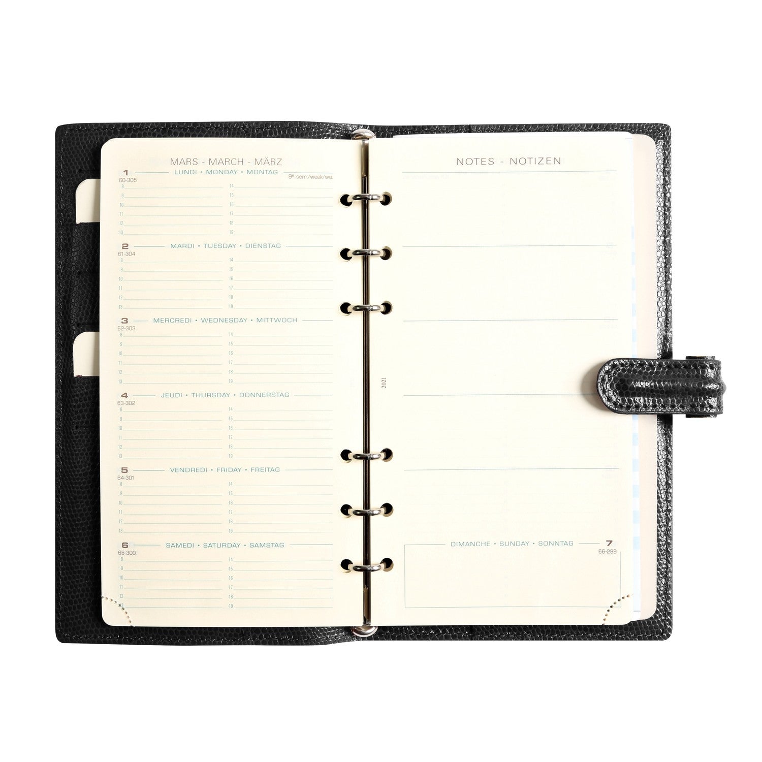 Organiseur Mignon AK18 Bornéo - 17 x 9.4 cm - 1 semaine + notes - Noir -