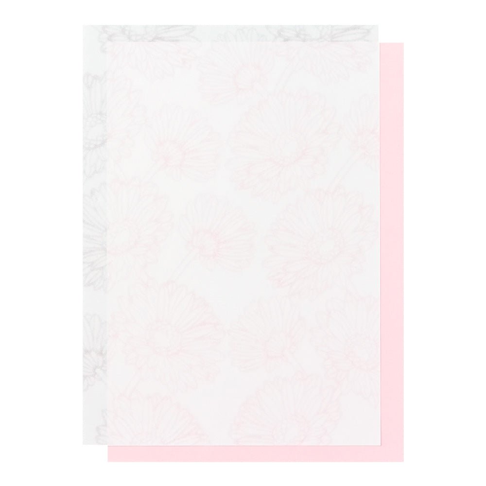 Papier à lettres washi MIDORI Bouquet Rose - 25 x 7.7 cm - Illustré - -