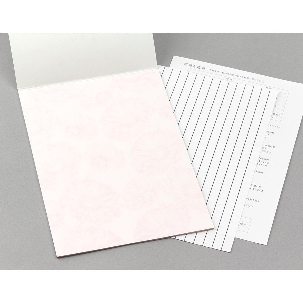 Papier à lettres washi MIDORI Bouquet Rose - 25 x 7.7 cm - Illustré - -