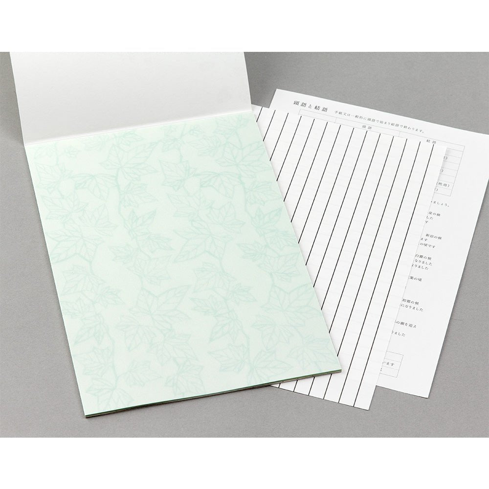 Papier à lettres washi MIDORI Feuille Verte - 25 x 7.7 cm - Illustré - 4902805204859