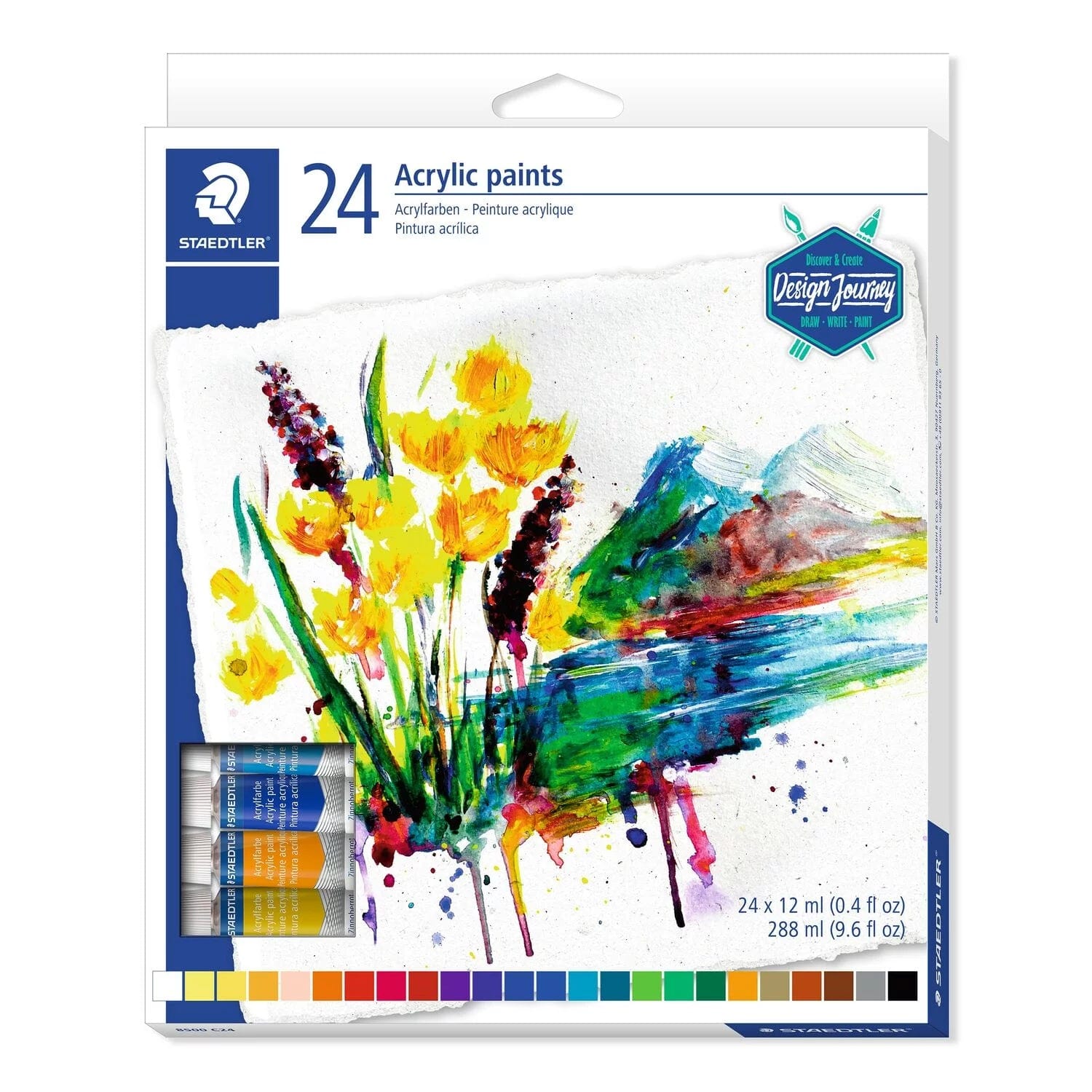 BOITE PEINTURE acrylique 12 TUBES COULEURS ASSORTIES 12ml x 12