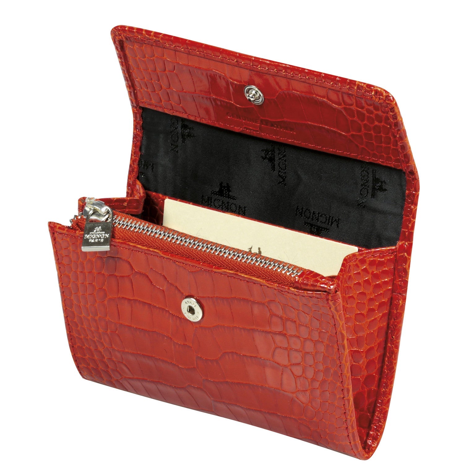 Porte-monnaie Mignon Croco Savannah - Rouge - -