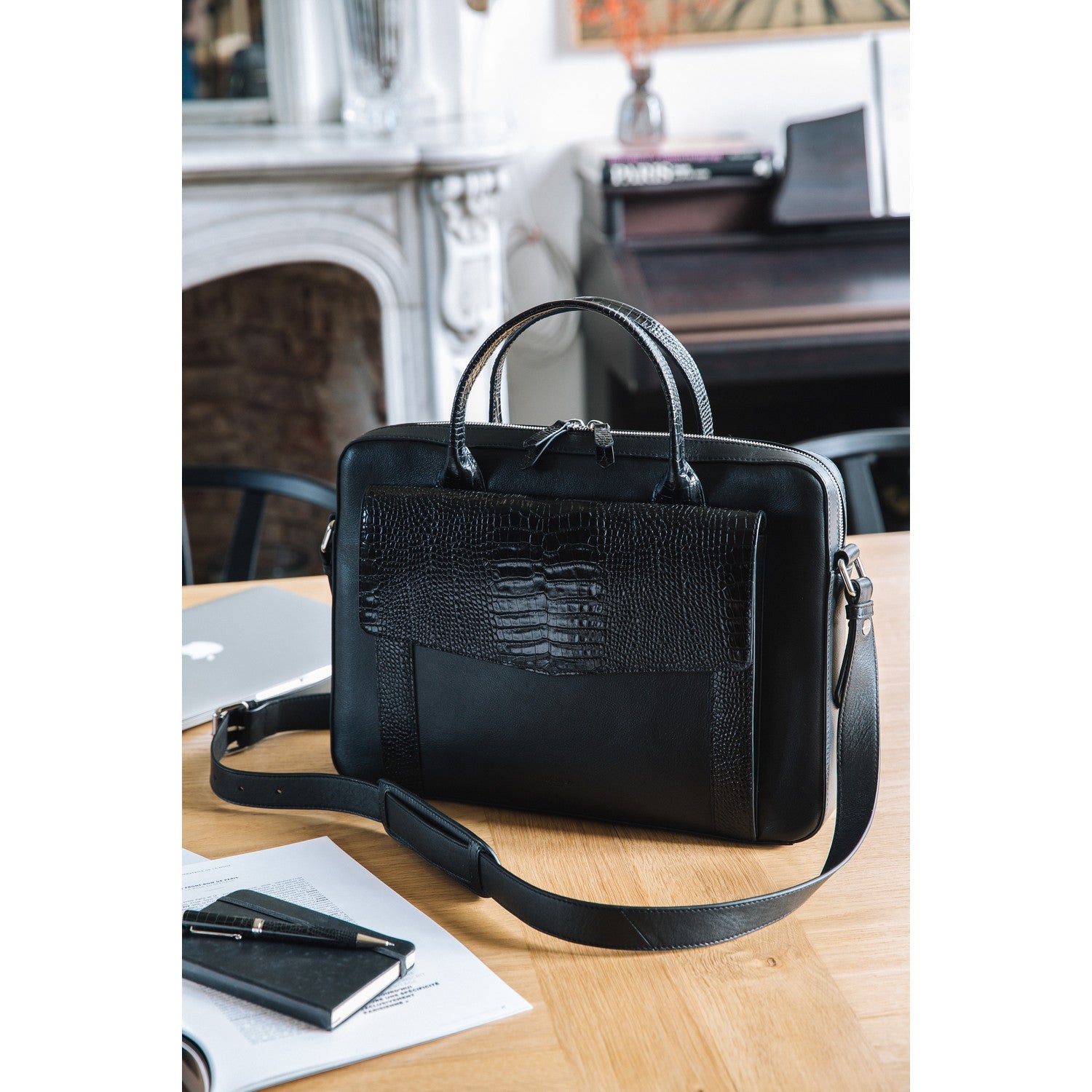 Sacoche Mignon Croco Savannah - Noir - -
