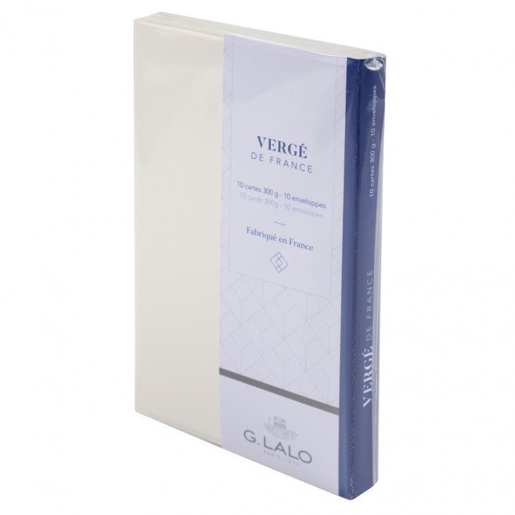 Set de correspondance Authentique Vergé de France format C6 - 10.7 x 22.9 cm / 11.4 x 16.2 cm - 300 g/m² / 100 g/m² - Blanc - 3140290251007