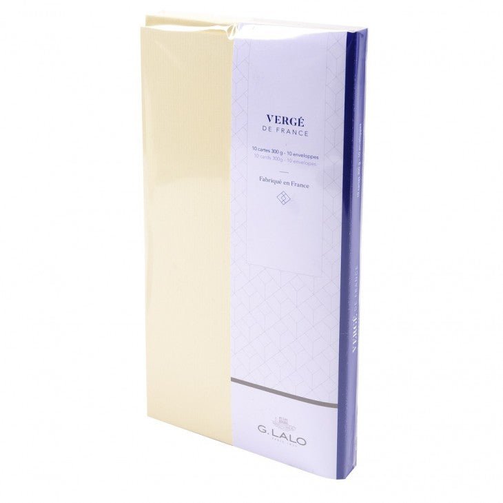 Set de correspondance Authentique Vergé de France format DL - 10.6 x 21.3 cm / 11 x 22 cm - 300 g/m² / 100 g/m² - Ivoire - 3140290250161