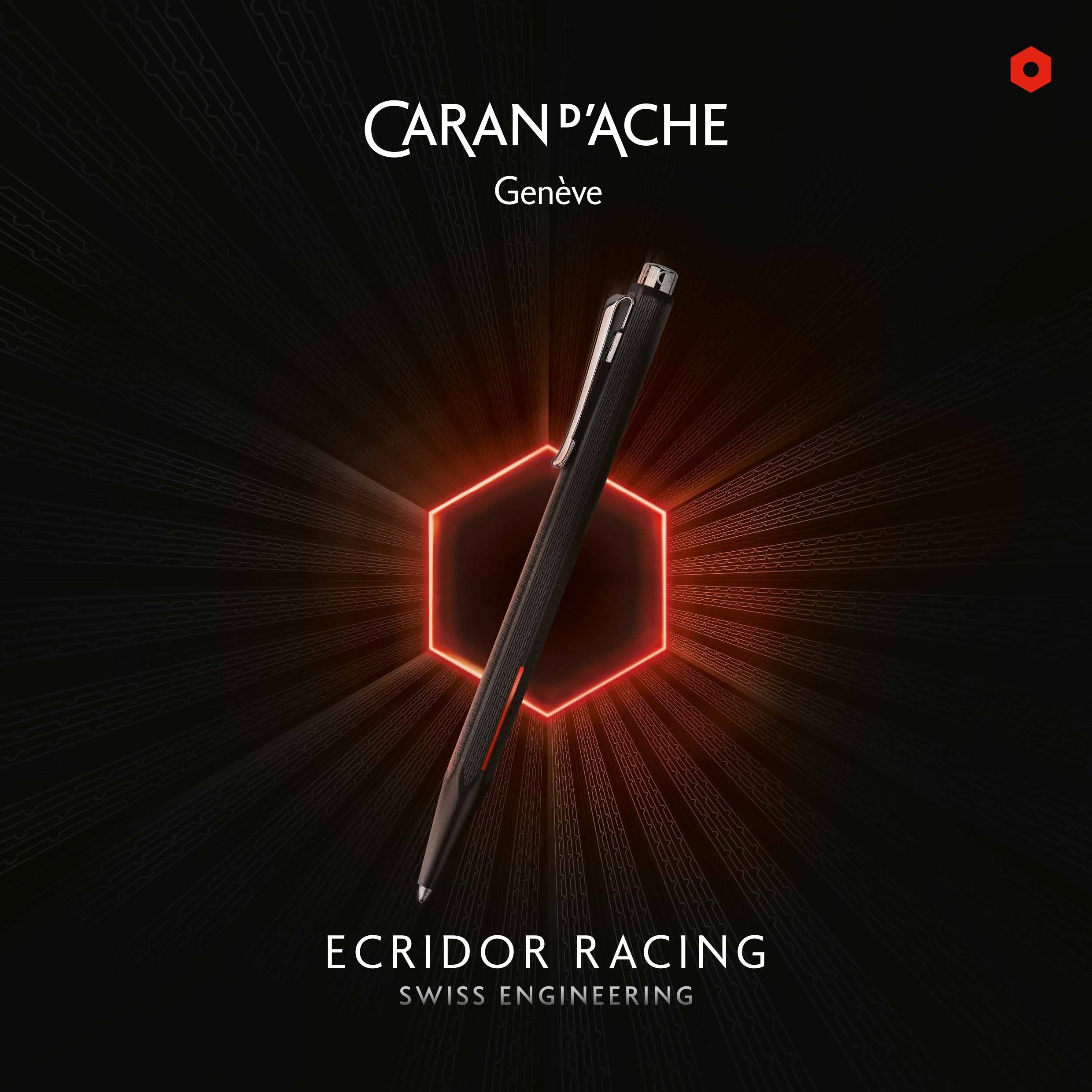 Set stylo bille CARAN D'ACHE Ecridor Racing - Medium (M) - Chromé Noir Mat - 7630002341561