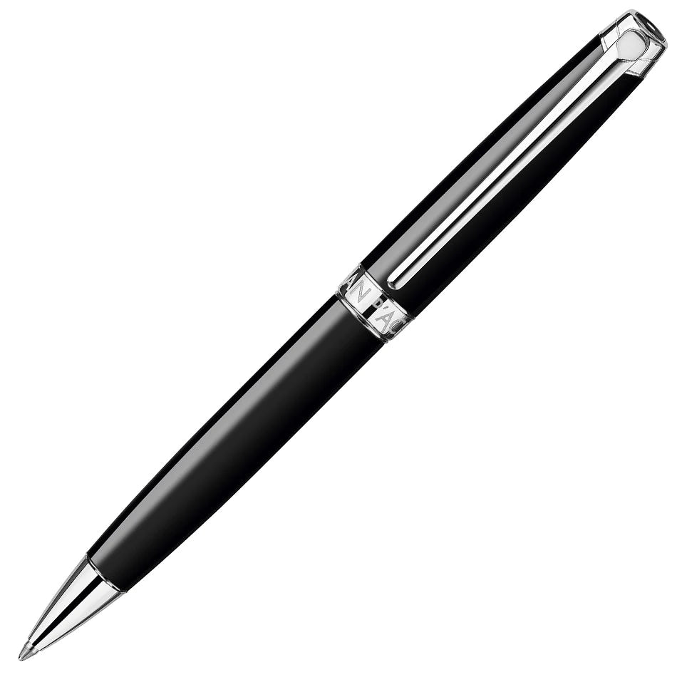 Stylo bille CARAN D'ACHE Léman Ebony Noir Argenté Rhodié - Medium (M) - Ebony noir argenté rhodié - -