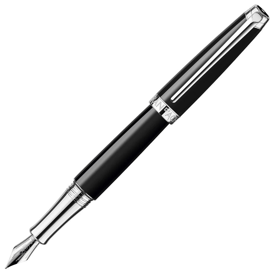 Stylo plume CARAN D'ACHE Léman Ebony Noir Argenté Rhodié - Fine (F) - Ebony noir argenté rhodié - -