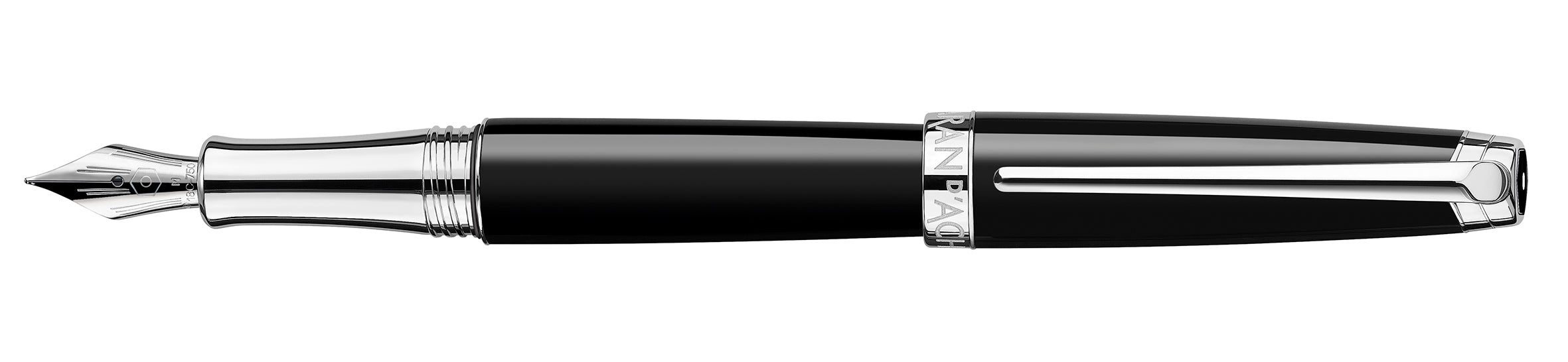 Stylo plume CARAN D'ACHE Léman Ebony Noir Argenté Rhodié - Fine (F) - Ebony noir argenté rhodié - -