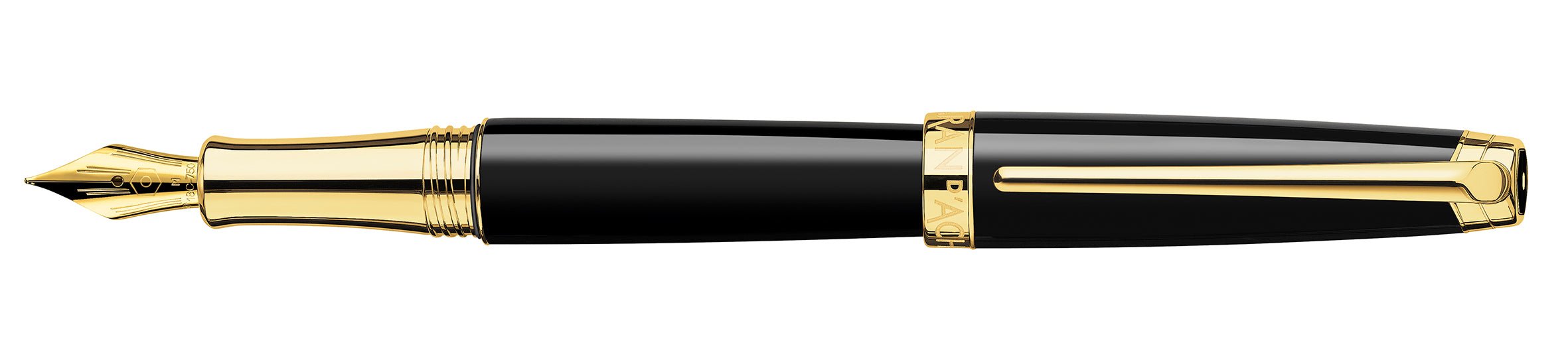 Stylo plume CARAN D'ACHE Léman Ebony Noir Plaqué Or - Fine (F) - Ebony noir plaqué or - -