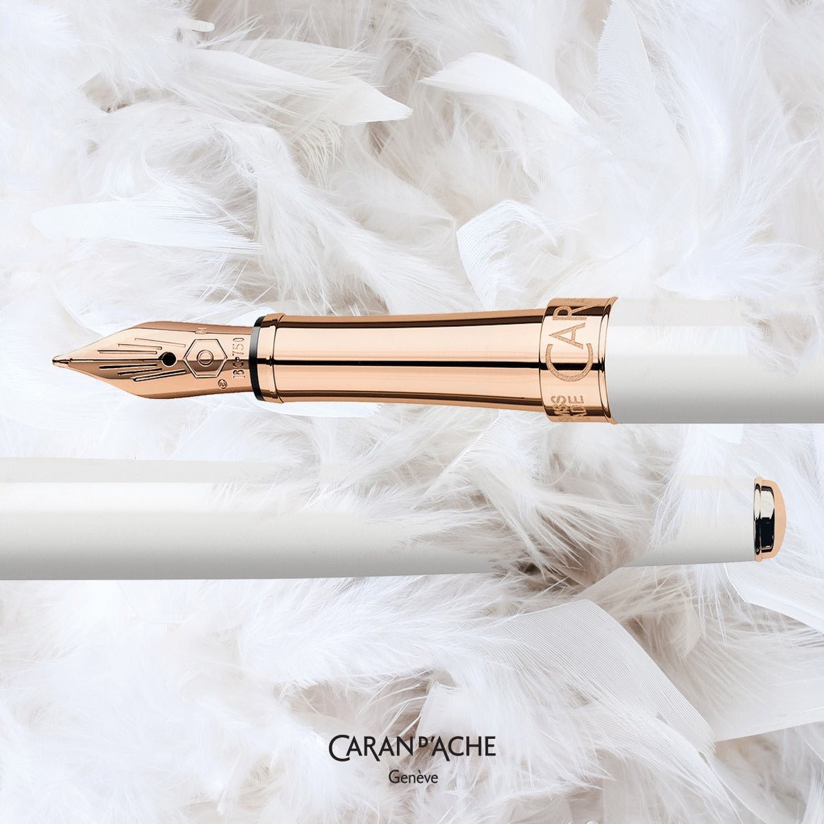 Stylo plume CARAN D'ACHE Léman Slim Blanc Or Rose - Fine (F) - Blanc or rose - -