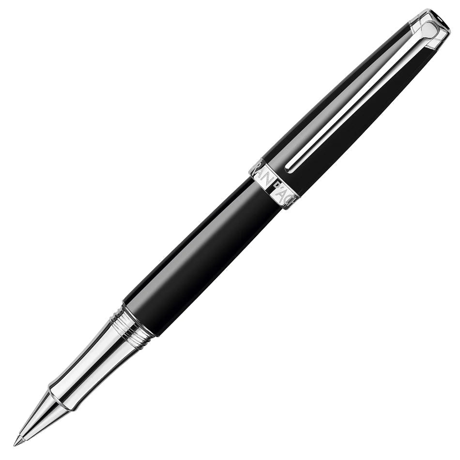 Stylo roller CARAN D'ACHE Léman Ebony Noir Argenté Rhodié - Fine (F) - Ebony noir argenté rhodié - -