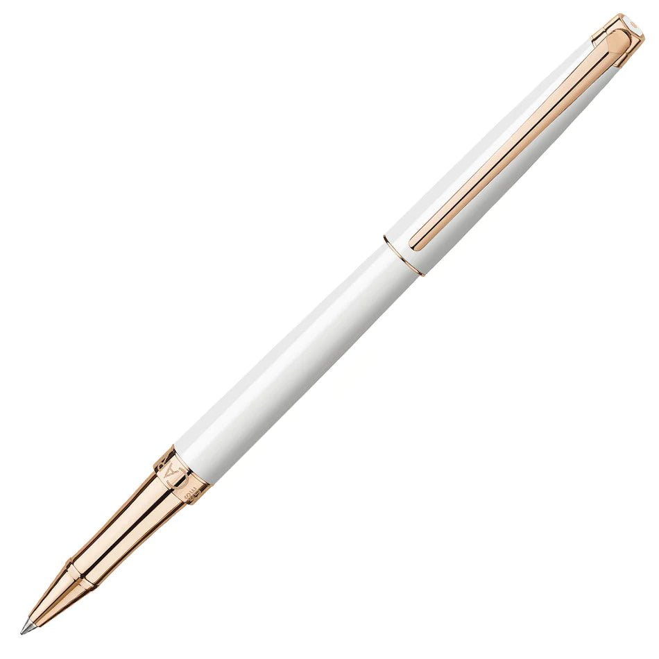 Stylo roller CARAN D'ACHE Léman Slim Blanc Or Rose - Fine (F) - Blanc or rose - -