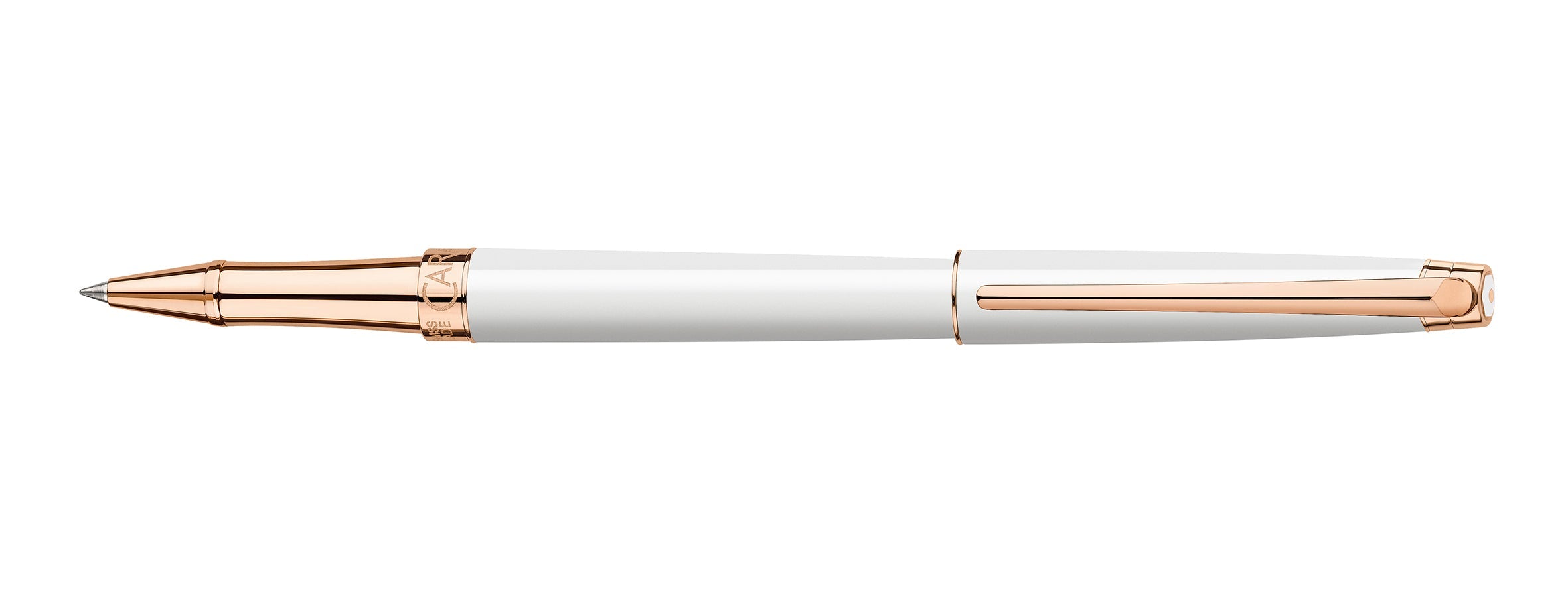 Stylo roller CARAN D'ACHE Léman Slim Blanc Or Rose - Fine (F) - Blanc or rose - -