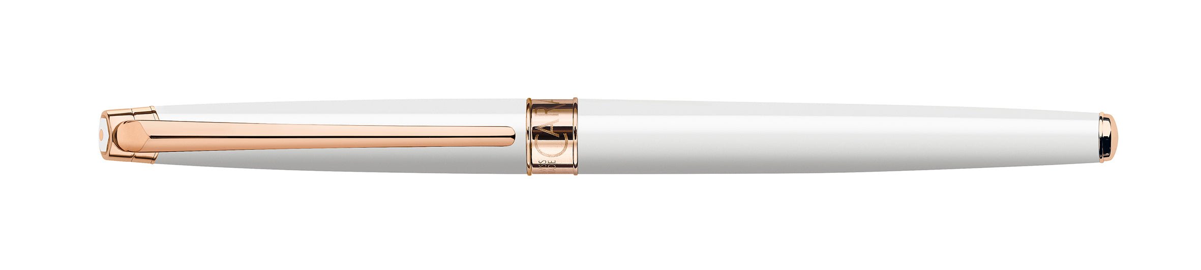 Stylo roller CARAN D'ACHE Léman Slim Blanc Or Rose - Fine (F) - Blanc or rose - -