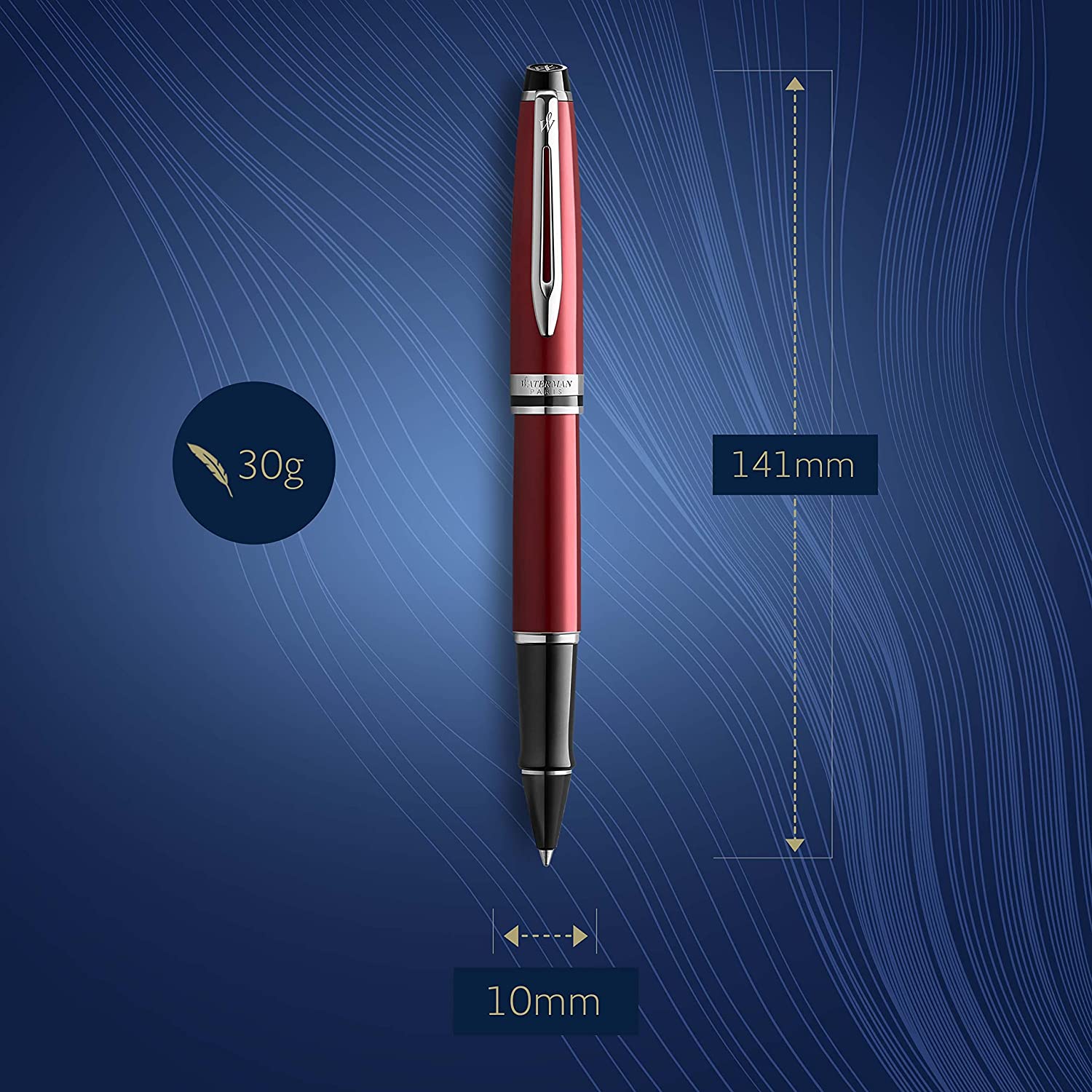 Stylo roller WATERMAN Expert CT - Medium (M) - Rouge Foncé - 3026980936525
