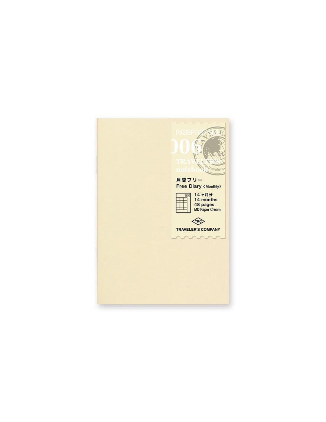 TRAVELER'S notebook 006 - agenda mensuel non daté (passport size) - TN Passport size - Mensuel - 4902805143264