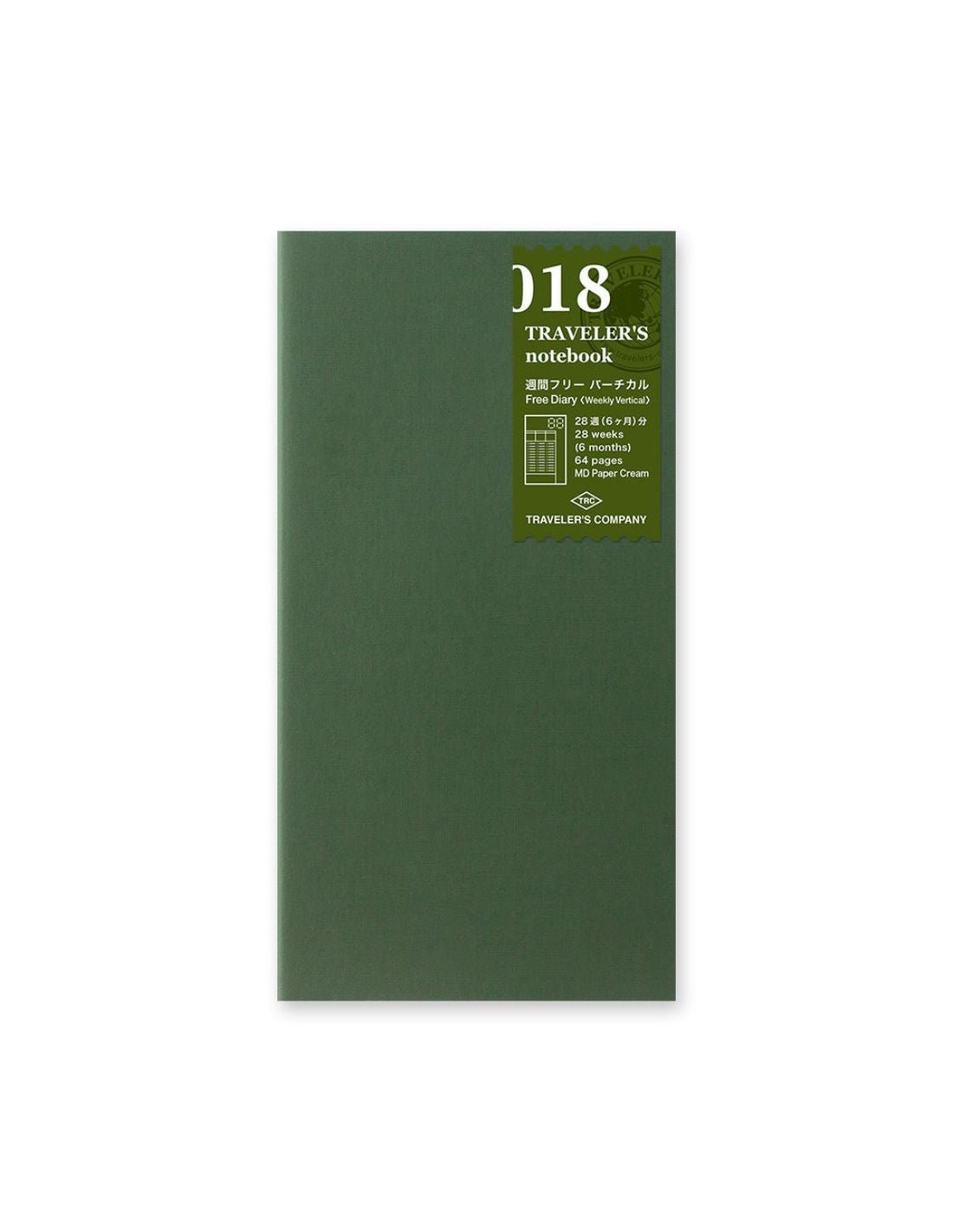 TRAVELER'S notebook 018 - agenda semainier non daté (regular size) - TN Regular size - 1 semaine sur 2 pages - 4902805143790